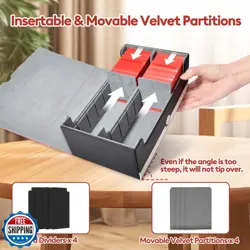 tombert Premium Trading Card Storage Box with 4 Dividers and 4 Insertable Car - Image 3