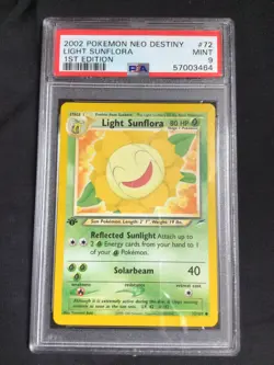 Pokemon Cards: 1st Edition Neo Destiny Common: Light Sunflora 72/105: PSA 9 - Image 1