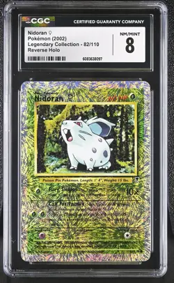CGC 8 Nidoran 2002 Legendary Collection 82/110 Reverse Holo Pokemon Card - Image 1