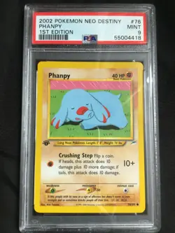Pokemon Cards: 1st Edition Neo Destiny Common: Phanpy 76/105: PSA 9 - Image 1