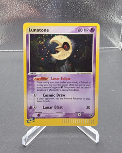 2003 Pokemon EX Sandstorm Lunatone Holo Rare Card 8/100 NM Swirl - Image 1