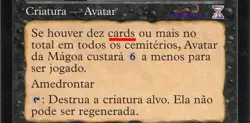 Avatar of Woe Portuguese Mtg MISPRINT Cost less with every card in graveyards - Image 3