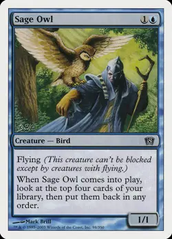1 x Sage Owl - NM MTG Foil - Eighth Edition - Image 1