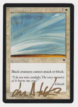 Gold Signed Light of Day HP Tempest Artist Drew Tucker 1997 MTG Magic Vintage! - Image 1