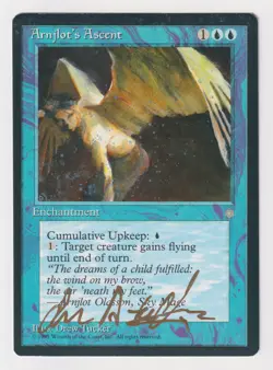 Gold Signed Arnjlot's Ascent LP Ice Age Artist Drew Tucker 1995 WOTC MTG Magic! - Image 1