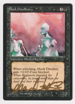 Gold Signed Murk Dwellers MP The Dark Artist Drew Tucker 1994 MTG Magic Vintage! - Image 1