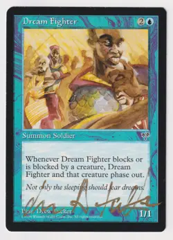 Gold Signed Dream Fighter LP Mirage Artist Drew Tucker 1996 MTG Magic Vintage! - Image 1