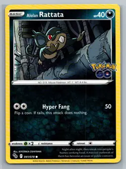 Alolan Rattata 41/78 Pokemon Go Common Pokemon TCG 2022 - Image 1