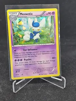 Pokemon Card Meowstic 43/106 Flashfire Cracked Ice Holo - Image 1