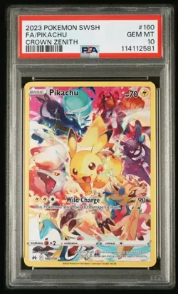 2023 POKEMON SWORD SHIELD CROWN ZENITH #160 FA PIKACHU PSA 10 + FREE EX Or V! - Image 1