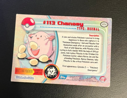 2000 Topps Pokemon Blue Logo TV Animation Edition Chansey #113 - Image 2