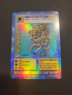 1999 BANDAI DIGIMON FOIL METALSEADRAMON CARD # BO-35 FIRST EDITION LP/MP - Image 1