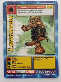 BO-03 Leomon Digimon Card Digi-Battle Series 1 1999 Bandai - Good condition - Image 1