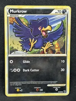 Pokemon Card HeartGold SoulSilver Undaunted 59/90 Murkrow HP - Image 1