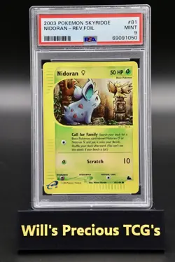 PSA 9 Nidoran 81/144 Skyridge 2003 Reverse Holo Pokemon Card E-Series WOTC - Image 1