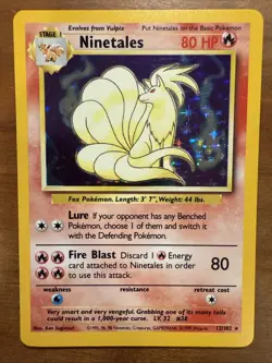 Ninetails 12/102 Pokemon Card Rare 1999 Base Set Holo - Image 1