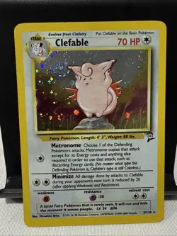 Pokemon TCG Clefable Base Set 2 Holo Unlimited Rare Card 5/130 LP Condition - Image 1