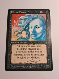 MTG INFERNAL MEDUSA LP Legends MAGIC THE GATHERING Card WOTC Autographed - Image 1