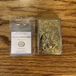 23K Gold Plated CHARIZARD Trading Card 1999 Burger King Pokemon Ball Red - Image 5