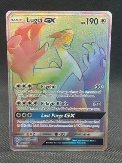 2018 Pokemon TCG Card Lugia GX 227/214 Full Art Rainbow Secret Rare Lost Thunder - Image 1