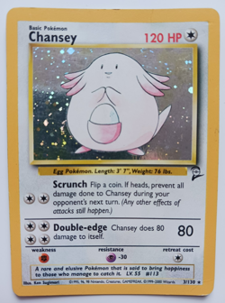 Chansey Pokemon Card Holo WOTC 3/130 Base Set 2 Rare 2000 Vintage Original MP - Image 1