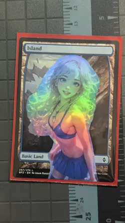 Island x Beth Nineteen Cheerleader (foil) MTG Alter ANIME WAIFU HENTAI LEWD UWU - Image 1