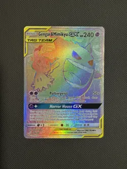 Pokemon Gengar & Mimikyu GX Team Up Secret Rare Full Art 186 Near Mint - Image 1
