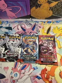 Lot of 6 Pokemon TCG - Scarlet and Violet Packs (Journey, Destined, White Flare - Image 2