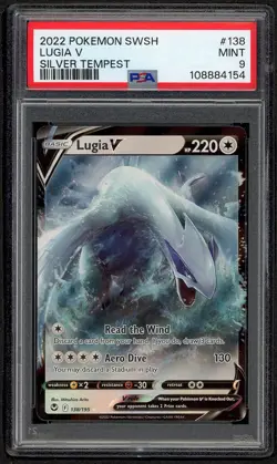 2022 POKEMON SWORD & SHIELD SILVER TEMPEST #138 LUGIA V PSA 9 MINT - Image 1