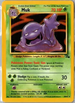Pokemon - Fossil - Muk 28/62 - Rare Non Holo NM - Image 1