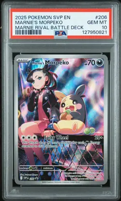 2025 POKEMON SVP EN-SV BLACK STAR PROMO #206 MARNIE'S MORPEKO MARNIE PSA 10 - Image 1