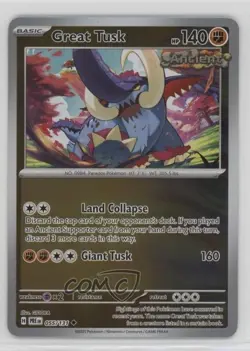 Great Tusk Reverse Foil Pokemon Prismatic Evolutions PRE #055 - Image 1