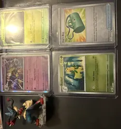 Mega Lucario Statue W/ 4 Holo Pokemon Cards +12 Mystery cards + Mystery gift - Image 1