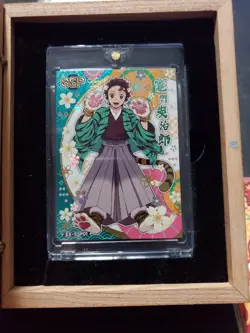 Demon Slayer SSP Tanjiro tiger holo foil card blossom box with postcards and box - Image 1