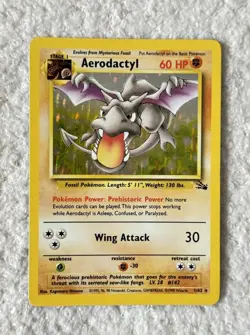 Pokemon TCG Aerodactyl Fossil 1/62 Holo Rare Card 1999 Wizards - Image 1