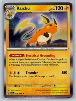 Raichu #026/165 SV: Scarlet & Violet 151 Holo Rare - Pokemon Cards H9 - Image 1