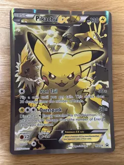 Pokemon Card Pikachu EX XY124 XY Black Star Promo Jumbo Light Play - Image 1
