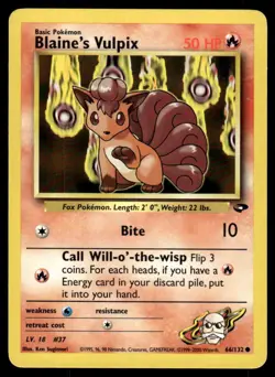 Pokemon TCG Gym Challenge #066/132 Blaine's Vulpix LP - Image 1