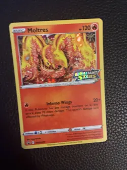 MOLTRES SWSH185 BRILLIANT STARS Pokemon PRE-RELEASE STAMPED PROMO HOLO, NM- - Image 2