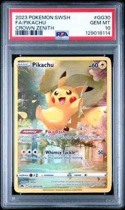 Pokemon Pikachu Crown Zenith Galarian Gallery Full Art #GG30 PSA 10 Gem Mint - Image 1