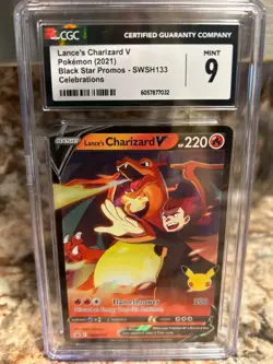 2021 POKEMON BLACK STAR PROMOS #SWSH133 LANCE'S CHARIZARD V CGC 9 - Image 1