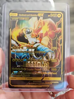 Charizard & Blastoise GX Black Foil Fan Art Collector Pokemon Card Tag Team - Image 1