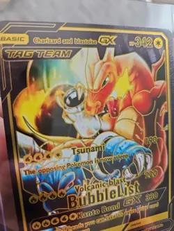 Charizard & Blastoise GX Black Foil Fan Art Collector Pokemon Card Tag Team - Image 3