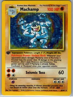 Machamp - 8/102 1st Edition Holo Base Set WOTC - Pokemon Card - LP - Image 1