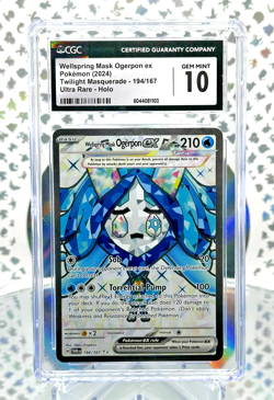 CGC 10 Wellspring Mask Ogerpon EX 194/167 Full Art Ultra Rare Pokemon Card - Image 1