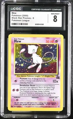 CGC 8 Mew 2000 Black Star Promos 9 Holo SWIRL Pokemon Card - Image 1