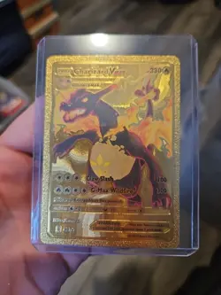 Charizard Vmax Premium Gold Foil Fan Art Vinyl Collector Pokemon Card Prismatic - Image 1