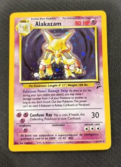 Pokemon Alakazam TCG Card 1/130 Base Set 2 Holo Unlimited Rare NM - Image 1