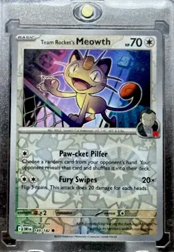 Team Rocket's Meowth RARE HOLO REFRACTOR POKEMON CARD TCG CHRISTMAS GIFT MINT - Image 3