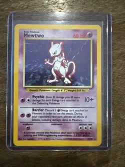 Pokemon TCG Mewtwo Base Set Holo Unlimited Rare Card 10/102 1999 - Image 1